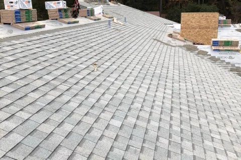 Gray shingles: underlayment to finished roof