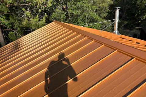 Copper-colored standing seam metal roof