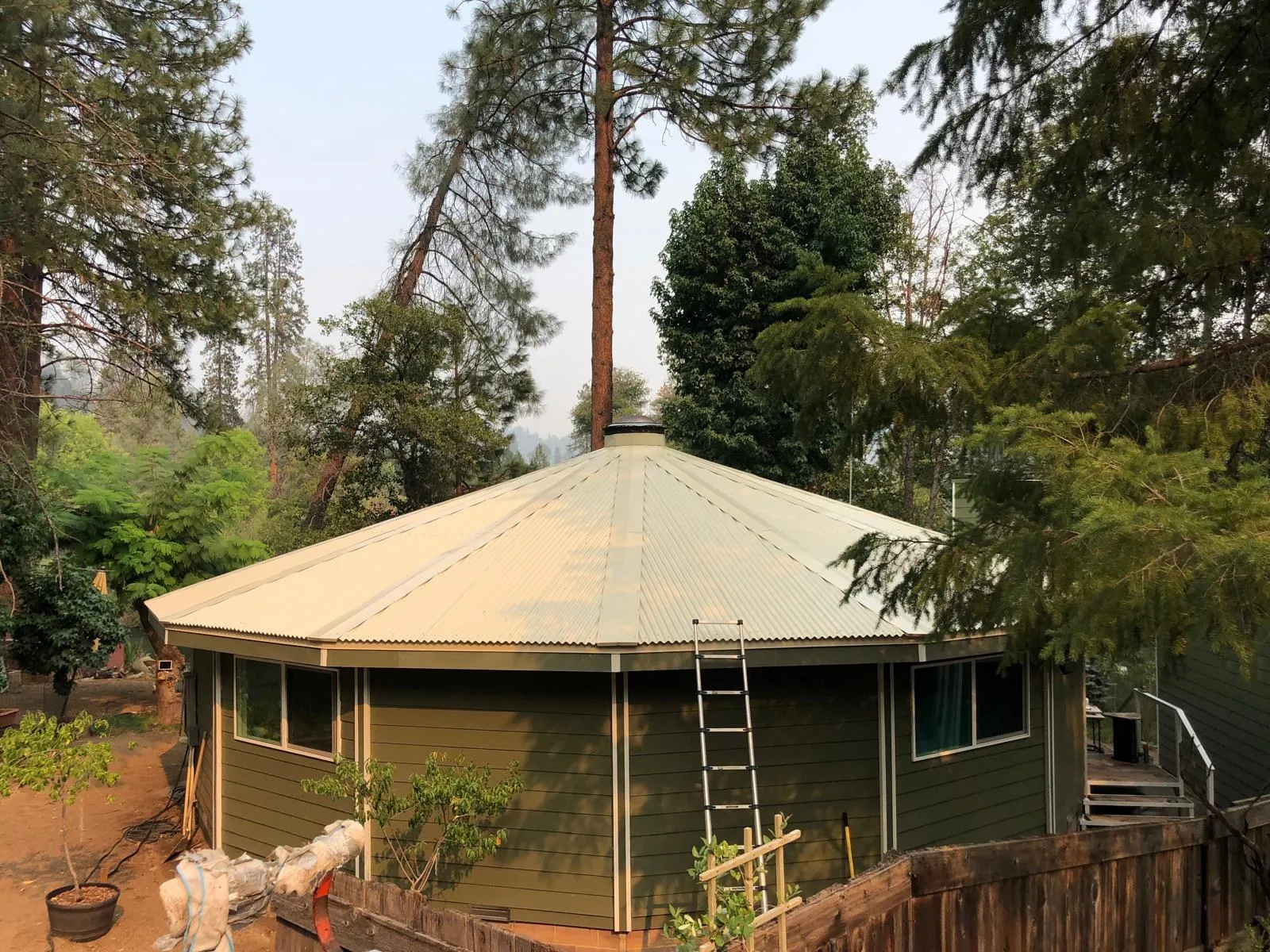 After: Metal roof on a round building