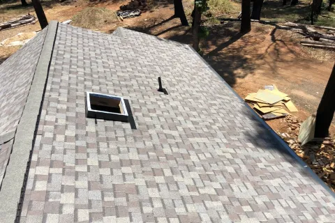Shingle roof with a skylight